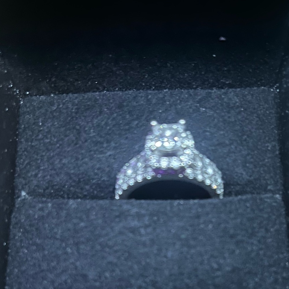 * 2.5 CT princess Cut natrual white gold Engagement Ring Size 6-7
